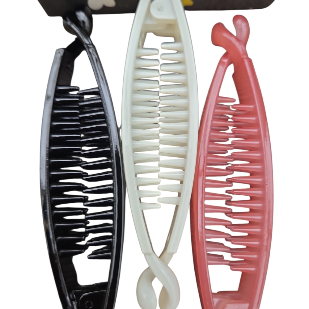 Set of Three Hair Combs CLIPS in Black, White, and Pink - Picture 2 of 6